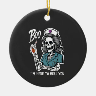 Boo I'm Here To Heal you Rn Nurse Halloween Gift  Ceramic Ornament