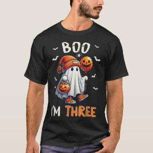 Boo I'M Three Ghost 3Rd Birthday Halloween Boy T-Shirt