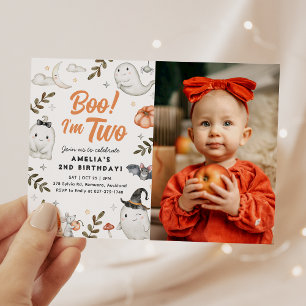 Boo! I'm two Halloween Birthday Photo Invitation