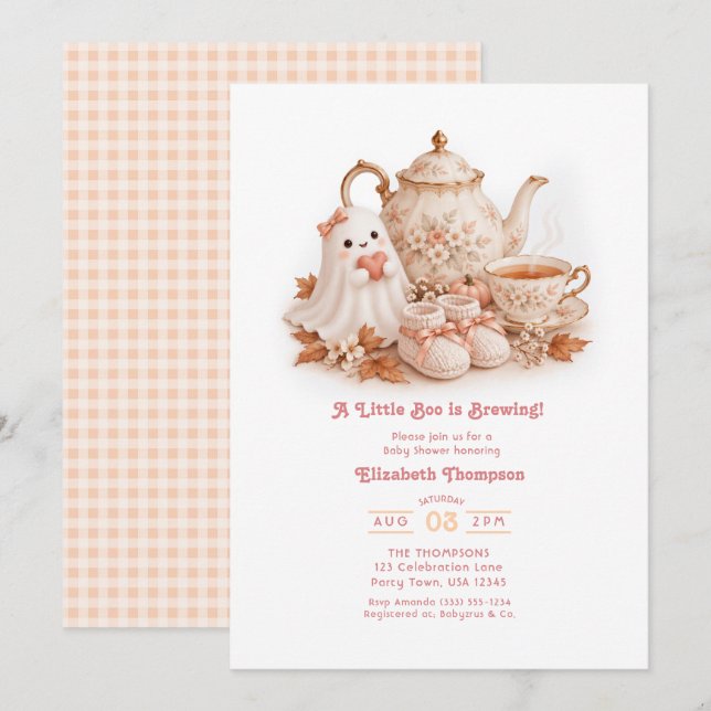 Boo is Brewing Halloween Tea Party Baby Shower Invitation (Front/Back)