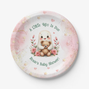 Boo Is Due Cute Girl Baby Shower Ghost Custom Name Paper Plates