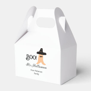 Boo it's Halloween from family name orange ghost Favor Boxes