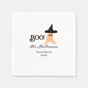 Boo it's Halloween from family name orange ghost Napkins