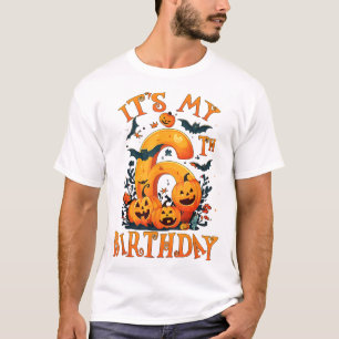 Boo It'S My 6Th Birthday Halloween Pumpkin 6 Years T-Shirt