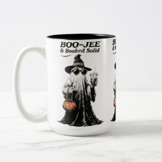 Boo-Jee & Booked Solid Retro Ghost Halloween Two-Tone Coffee Mug