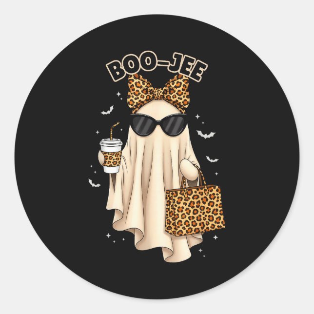 Boo Jee Boujee Ghost Halloween October Vibes Soky  Classic Round Sticker (Front)