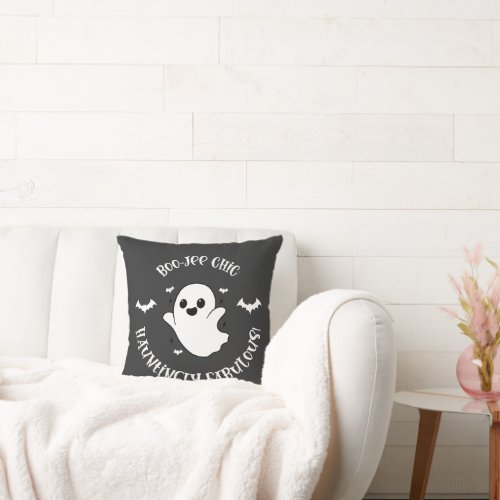 Boo_Jee Chick Hauntingly Fabulous Halloween Throw Pillow