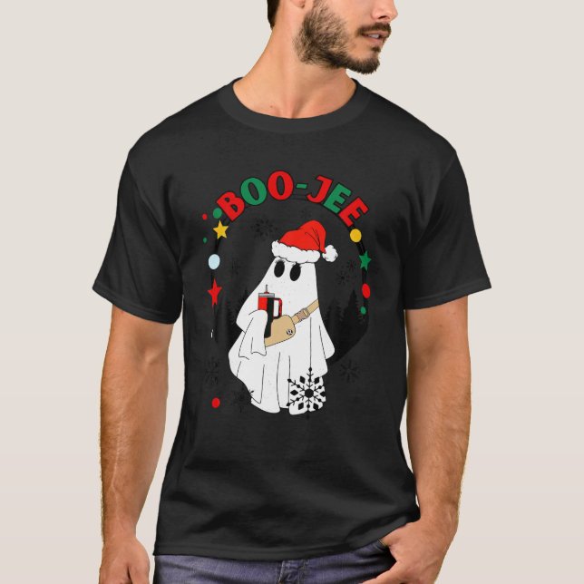 Boo Jee Christmas Santa Ghost With Red Stanley Tum T-Shirt (Front)