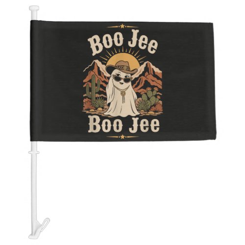Boo JEE Cowboy Ghost Halloween Car Flag