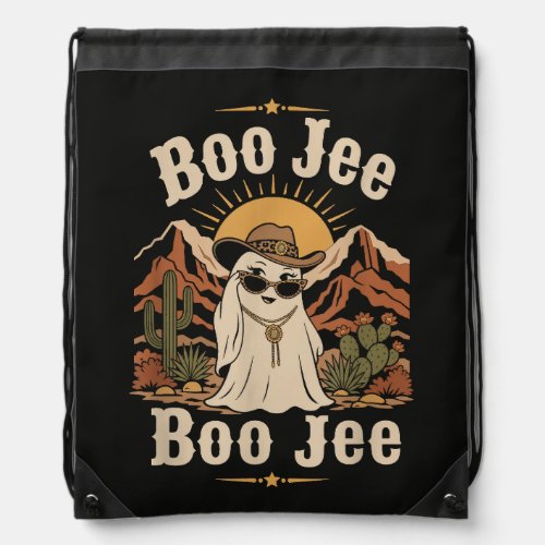 Boo JEE Cowboy Ghost Halloween Drawstring Bag