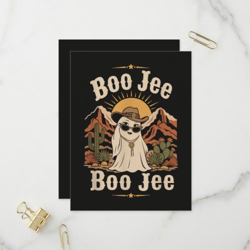 Boo JEE Cowboy Ghost Halloween Invitation Postcard