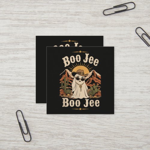 Boo JEE Cowboy Ghost Halloween Square Business Card