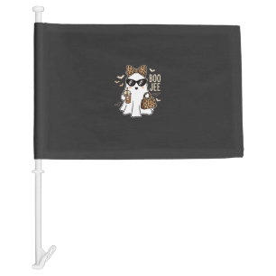 Boo Jee Cute Ghost Halloween Leopard Design_1 Car Flag