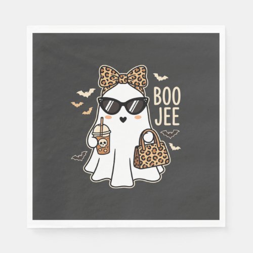 Boo Jee Cute Ghost Halloween Leopard Design_1 Napkins