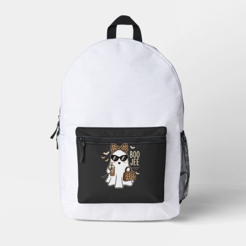 Boo Jee Cute Ghost Halloween Leopard Design_1 Printed Backpack