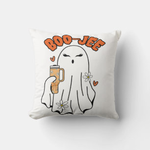 Boo-Jee Cute Halloween Ghost With 40oz Tumbler Throw Pillow