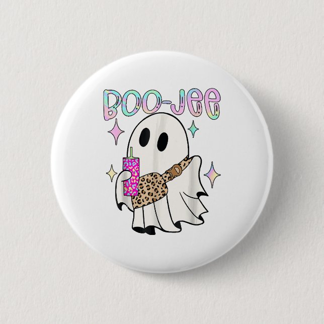 Boo Jee Funny Halloween Ghost Button (Front)