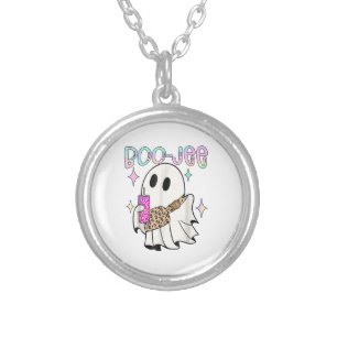 Boo Jee Funny Halloween Ghost Silver Plated Necklace