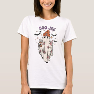 BOO-JEE Ghost – Cute Floral Halloween Coffee Love T-Shirt