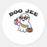 BOO-JEE Ghost – Funny Boujee Halloween Design Classic Round Sticker