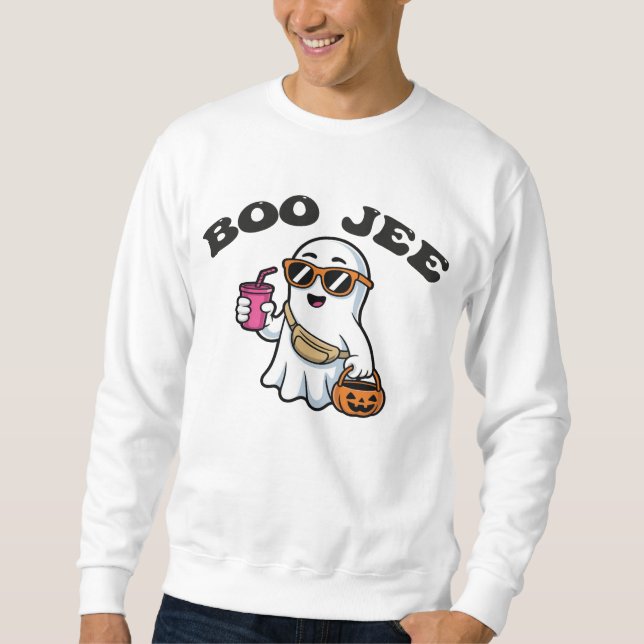 BOO-JEE Ghost – Funny Boujee Halloween Design Sweatshirt (Front)