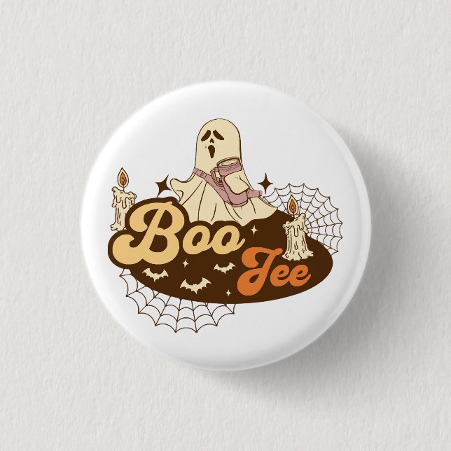 Boo-Jee Ghost Halloween funny Button (Front)