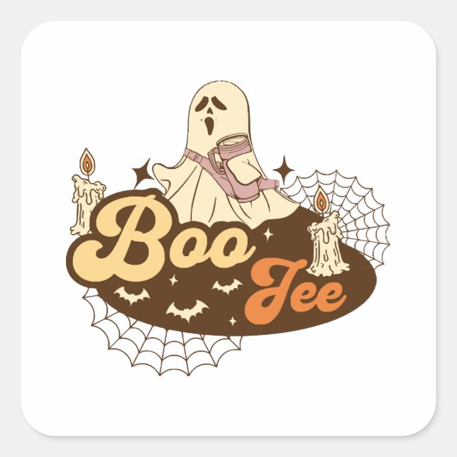 Boo-Jee Ghost Halloween funny Square Sticker (Front)