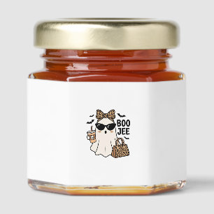 Boo Jee Ghost Halloween Leopard Bow Vector Design_ Honey Jar Favors