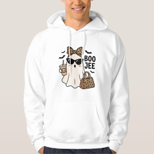 Boo Jee Ghost Halloween Leopard Bow Vector Design_ Hoodie