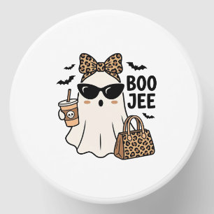 Boo Jee Ghost Halloween Leopard Bow Vector Design_ Mini Candle Favors