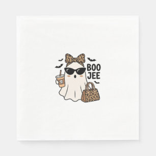 Boo Jee Ghost Halloween Leopard Bow Vector Design_ Napkins