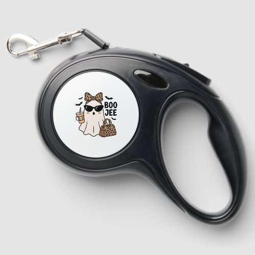 Boo Jee Ghost Halloween Leopard Bow Vector Design_ Retractable Pet Leash