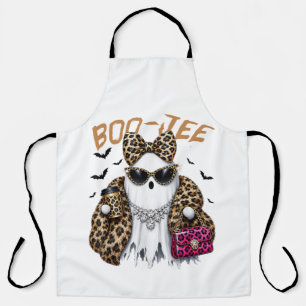 Boo-JEE Ghost Leopard Coquette Halloween Apron