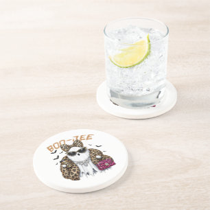 Boo-JEE Ghost Leopard Coquette Halloween Coaster