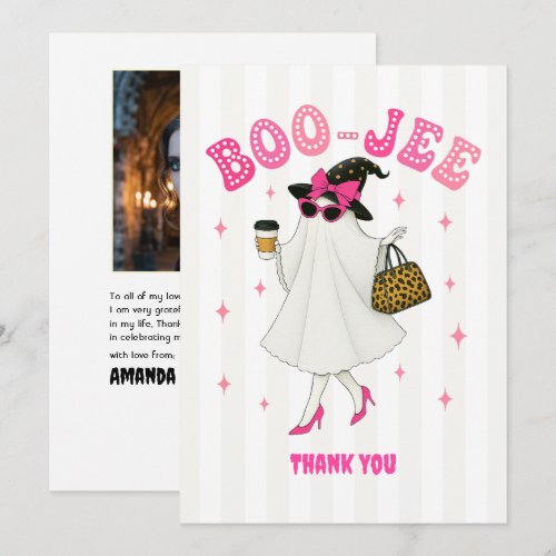 Boo-Jee Halloween Ghost Bachelorette Photo Thank You Card