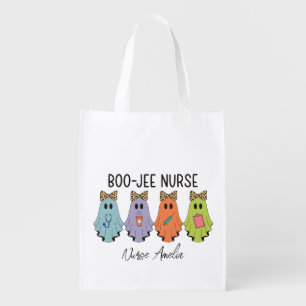 Boo-Jee Nurse Halloween Ghost Personalized Grocery Bag