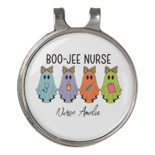 Boo-Jee Nurse Halloween Ghost Personalized Name Golf Hat Clip