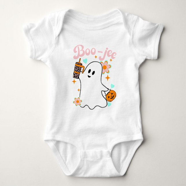 Boo-Jee | Retro Ghost Baby Bodysuit (Front)