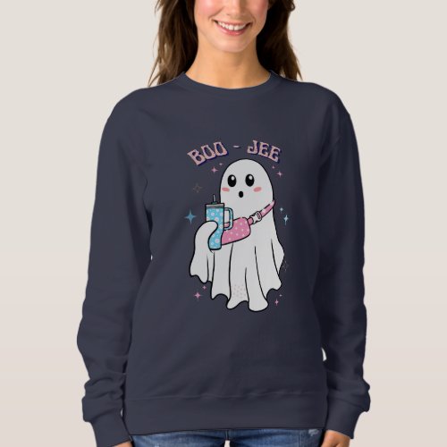 BOO_JEE Spooky Cute Ghost Halloween Costume Design Sweatshirt