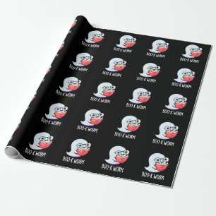 Boo-k Worm Funny Bookworm Ghost Pun Dark BG Wrapping Paper