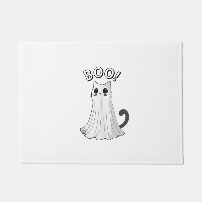 Boo Kitty Cute Ghost Cat Halloween Spooky Kitten  Doormat (Front)