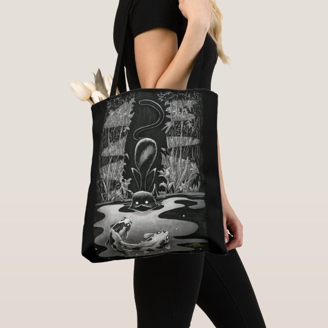 Boo Kitty Goes Fishing Tote Bag (Close Up)