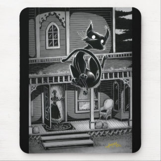 Boo Kitty Goes Flying Mouse Pad