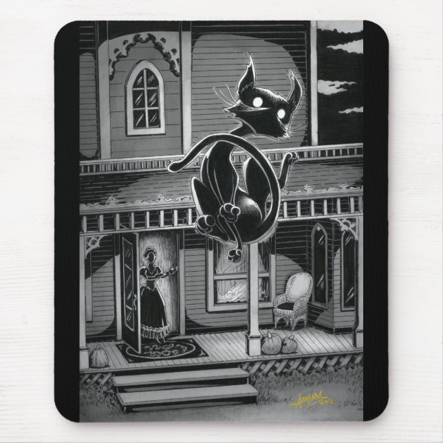 Boo Kitty Goes Flying Mouse Pad (Front)