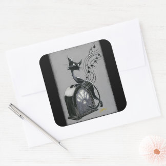 Boo Kitty Hears the Music Square Sticker