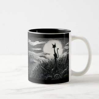 Boo Kitty in the Moonlight Two-Tone Coffee Mug