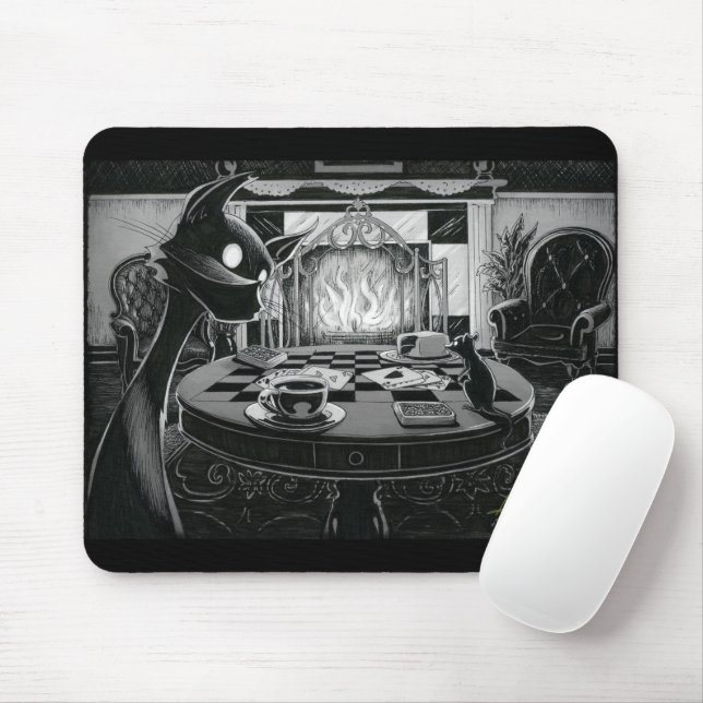 Boo Kitty Plays Cards Mouse Pad (With Mouse)