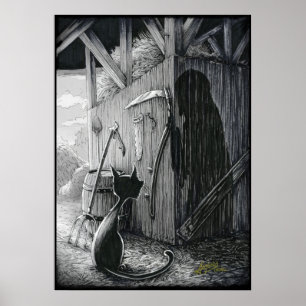 Boo Kitty Stares at Shadows Poster