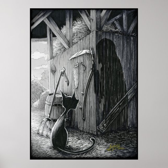 Boo Kitty Stares at Shadows Poster (Front)