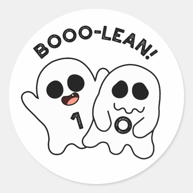 Boo-lean Funny Computer Ghost Boolean Pun   Classic Round Sticker (Front)